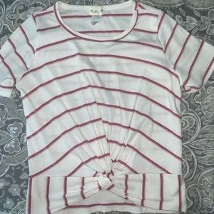 Pink and white striped top